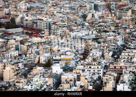 Vista aerea di Atene come visto dalla collina di Lycabettus Atene, centro storico, Attica, Grecia Foto Stock