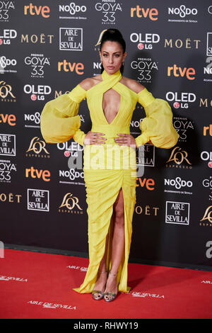 Hiba Abouk assiste il Goya Cinema Awards 2019 a FIBES Centro esposizioni e conferenze. Foto Stock