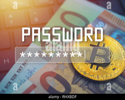 Password ingresso su sfondo sfocato sullo schermo. Password di protezione contro attacchi di hacker. Foto Stock