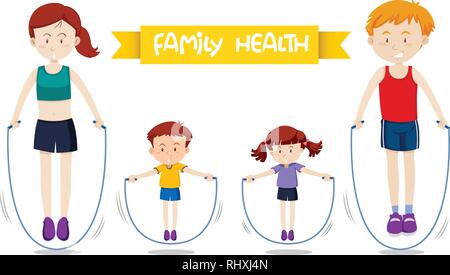 Una famiglia allenamento insieme illustrazione Illustrazione Vettoriale