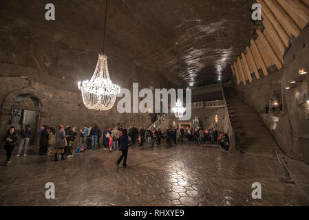 Interno di santa Kinga Camera nella miniera di sale di Wieliczka Museum - uno dei più antichi del mondo miniere di sale. La miniera è vicino alla città di Cracovia, in Polonia Foto Stock