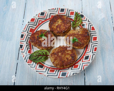 Tunday Ke - spiedini di carne di bufalo galouti kebab, cucina Awadhi Foto Stock