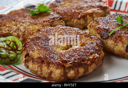 Tunday Ke - spiedini di carne di bufalo galouti kebab, cucina Awadhi Foto Stock