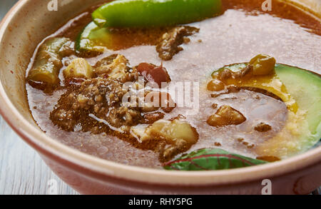 Tex-Mex Ultimate Premnoplex zuppa, Premnoplex zuppa, cucina tex-mex e tradizionali piatti assortiti, vista dall'alto. Foto Stock