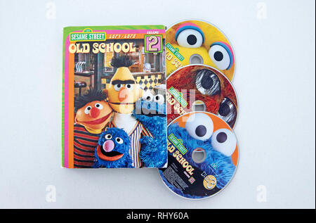 Triplo dvd set di famosi bambini programma televisivo Sesame Street. Foto Stock