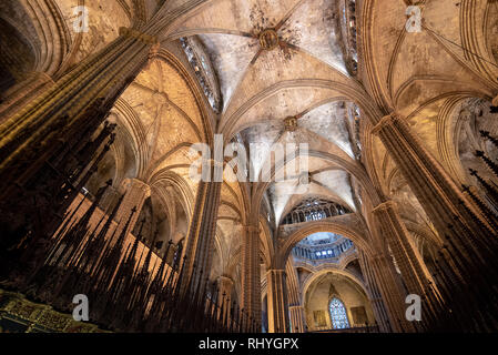 All'interno ed elementi architettonici della cattedrale di Barcellona - Catedral de la Santa Cruz y Santa Eulalia ( Santa Croce e di Santa Eulalia ) Foto Stock