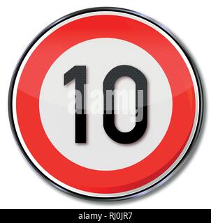 Rallentare a dieci chilometri su questa strada Illustrazione Vettoriale