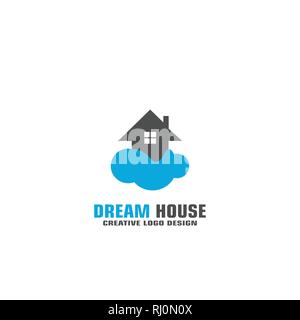 Dream House logo, casa cloud logo grafico modello. Illustrazione Vettoriale