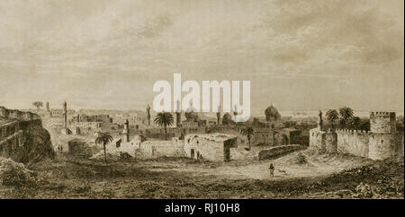 L'Iraq. Baghdad. Vista panoramica della città. Incisione. Panorama universale. La storia di Arabia, 1851. Foto Stock