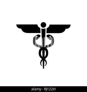 Caduceo medico icona simbolo illustrazione isolato Foto Stock