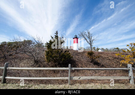 Nauset Beach Light House è un edificio restaurato del faro di Cape Cod National Seashore vicino Eastham, Massachusetts Foto Stock