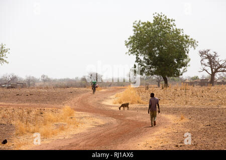 Villaggio Kourono, provincia Yako, Burkina Faso; Moussa Mande il figlio più anziano sulla strada per le miniere d'oro. Egli non ha alcuna istruzione, a differenza dei suoi fratelli e sorelle. Foto Stock