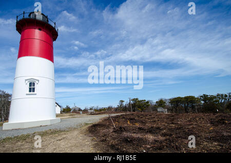 Nauset Beach Light House è un edificio restaurato del faro di Cape Cod National Seashore vicino Eastham, Massachusetts Foto Stock