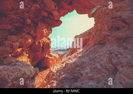 Arco nella roccia. Ein Gedi Riserva, Israele Foto Stock