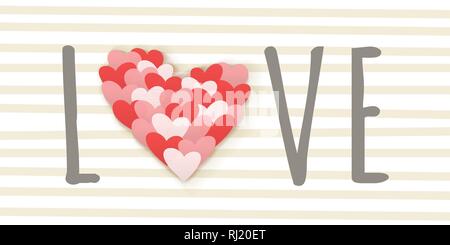 Lettere di amore con cuori - biglietto di auguri Illustrazione Vettoriale