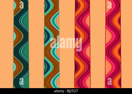 Diverse linee con onde multicolori, abstract sfondo, colori pastello Foto Stock