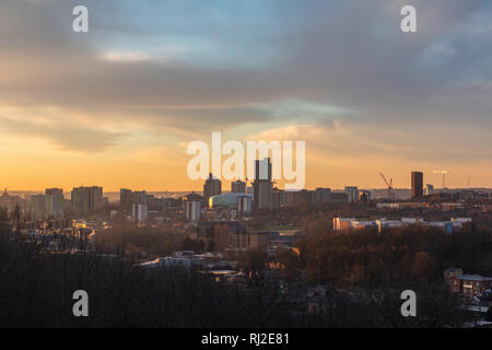 Tramonto su Leeds Foto Stock