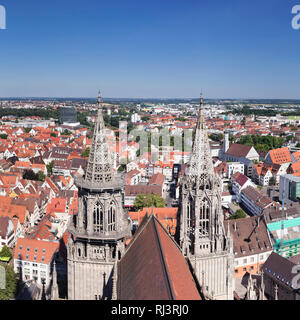 Blick vom Ulmer Münster auf die Altstadt, Ulm an der Donau, Baden-Württemberg, Deutschland Foto Stock