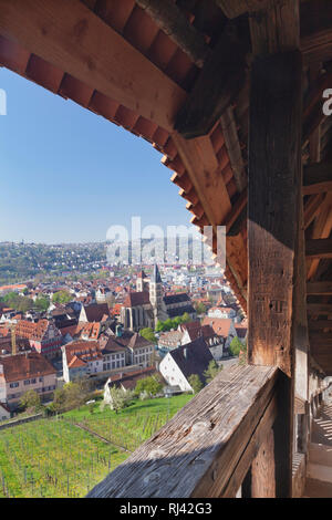 Blick von der Burg auf die Altstadt mit Stadtkirche San Dionys, Esslingen am Neckar, Baden-Württemberg, Deutschland Foto Stock