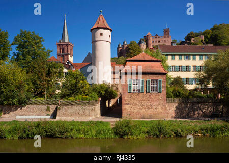 Deutschland, Baden W?rttemberg, Tauber Kreis principale, Wertheim am Main, Kittsteinturm und Burg, Foto Stock