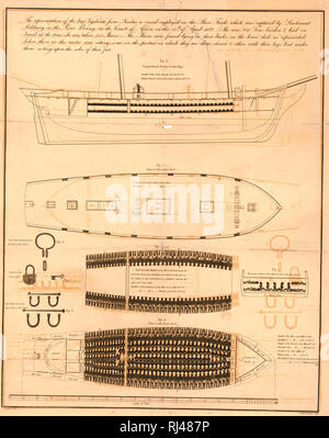 La rappresentazione del brig vigilante, da Nantes, un recipiente impiegato nel commercio di schiavi che è stata catturata dal tenente Mildmay nel fiume Bonny, sulla costa africana, il 15 aprile 1822 Foto Stock