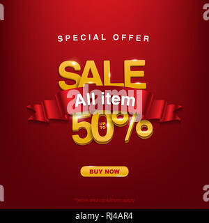 Vendita banner progettazione del modello grande vendita speciale fino al 50% di sconto Foto Stock