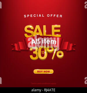 Vendita banner progettazione del modello grande vendita speciale fino al 30% di sconto Foto Stock