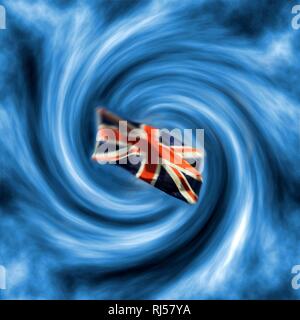 Brexit, bandiera britannica in uragano, UE, uscita immagine simbolica, Germania Foto Stock