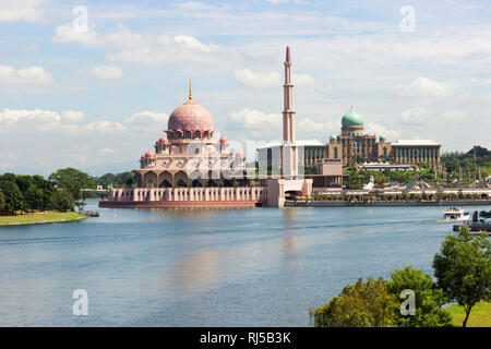 La moschea di Putra, Putrajaya, Malaysia Foto Stock