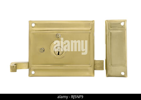 Porte e maniglie delle porte con chiave isolato su bianco (PORTA, MANIGLIA PORTA) Foto Stock