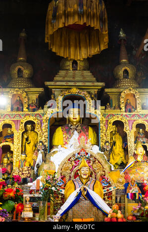 Il Tibet, das Kloster Drepung, Buddhastatue Foto Stock