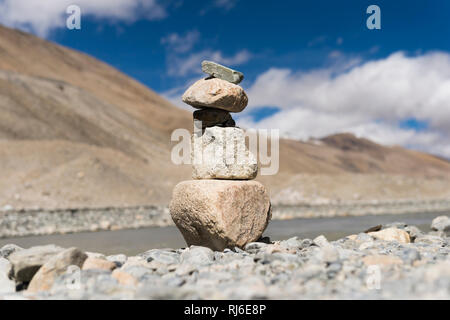 Il Tibet, das Basecamp des Everest, Manisteine Foto Stock