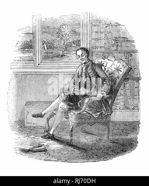 Orazio Walpole, 4° Conte di Orford (1717-1797), noto anche come Horace Walpole, il figlio del primo Primo Ministro britannico Sir Robert Walpole, era uno scrittore inglese, storico dell'arte, uomo di lettere, antiquario e uomo politico whig. Egli aveva Strawberry Hill House costruito a Twickenham, a sud-ovest di Londra, ravvivare lo stile gotico alcuni decenni prima che i suoi successori in stile vittoriano. La sua fama letteraria si appoggia sul primo romanzo gotico, il castello di Otranto (1764), e le sue lettere, che sono dei vantaggi sociali e interessi politici. Foto Stock