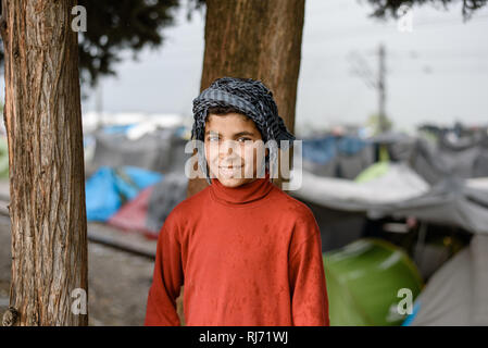 In Flüchtlingscamp Idomeni in Griechenland an der Grenze nach Mazedonien, aprile 2016. Foto Stock