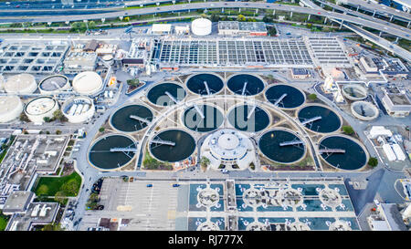 East Bay comunali del distretto di utilità impianto di trattamento delle acque reflue, EBMUD di Oakland, CA Foto Stock