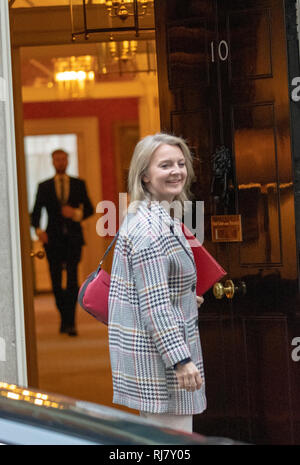 Londra 5thFebruary 2019, Elizabeth Truss MP Primo segretario al Tesoro arriva in una riunione del gabinetto a 10 Downing Street, Londra Credit Ian Davidson/Alamy Live News Foto Stock