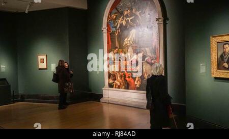 Londra, Regno Unito. 30 gen, 2019. I visitatori sono visto che frequentano la mostra di Lorenzo Lotto (1467- 1556/7) presso la Galleria Nazionale. La mostra è gratuito per i soci del pubblico dal 5 novembre fino al decimo giorno del mese di febbraio 2019. Credito: Ioannis Alexopoulos SOPA/images/ZUMA filo/Alamy Live News Foto Stock