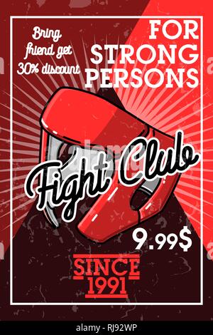 Colore vintage fight club banner. Illustrazione vettoriale EPS, 10 Illustrazione Vettoriale