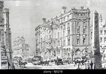 Una incisione raffigurante la parte esterna del sud di Londra ospedale oftalmico (Royal Eye Hospital) fondata nel 1857. Datata del XIX secolo Foto Stock