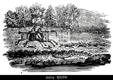 La cordiera del Thomas Bewick's 'Select favole' raffigurante una scena di caccia. Bewick Thomas (1753-1828) un incisore Inglese e Storia Naturale autore. Datata del XIX secolo Foto Stock