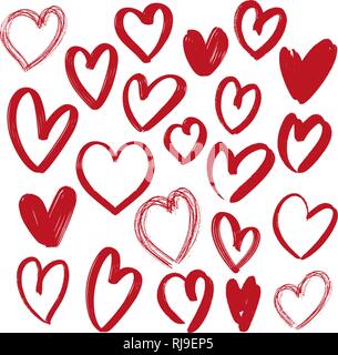 Cuori collezione , disegnati a mano illustrazione vettoriale schizzo isolati su sfondo bianco Illustrazione Vettoriale
