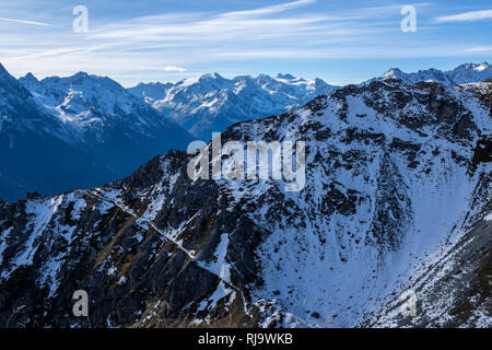 Österreich, Tirol, Stubaier Alpen, Neustift, Bergpanorama vom Hohen Burgstall Foto Stock