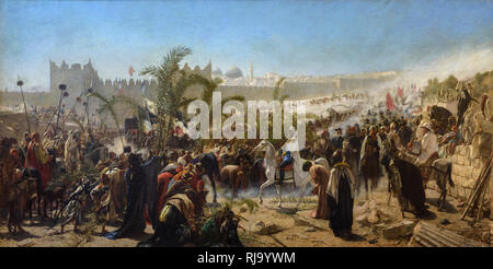 Wilhelm Gentz (1822-1890), il principe ereditario Friedrich Wilhelm di Prussia entra a Gerusalemme nel 1869, 1876. Einzug des Kronprinzen Friedrich Wilhelm von Pre Foto Stock