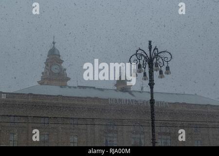 Genova, Italia, 23 gennaio, 2019. palazzi. Neve a Genova, Italia. Federico Fazzini / risveglio /. Neve a Genova, Italia. Federico Fazzini / risveglio / Foto Stock