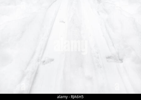 Piste da sci in bianco snowfield close up Foto Stock