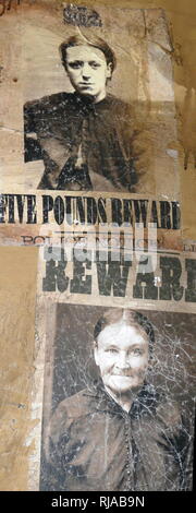 Replica voleva poster da una ottocentesca della scena del crimine a Londra in Inghilterra Foto Stock