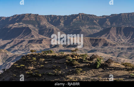 Vista del paesaggio vicino a Lalibela in Etiopia, Africa Foto Stock