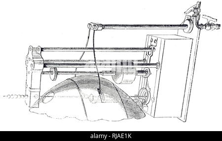 1851, illustrazione raffigurante il meccanismo della luce Drummond. Ribalta (noto anche come Drummond luce o luce di calcio), era un tipo di illuminazione del palcoscenico una volta usati in teatri e sale per concerti. Una intensa illuminazione viene creato quando una fiamma ossidrica è diretta ad un cilindro di calce viva (ossido di calcio) Foto Stock