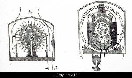 Illustrazione che mostra Cooke e di Wheatstone a singolo ago telegraph. Il Cooke e telegrafo di Wheatstone è stato un inizio di telegrafo elettrico sistema risalente al 1830 e inventato da inventore inglese William Fothergill Cooke e scienziato inglese Charles Wheatstone. È stato il primo telegrafo sistema e che saranno messi in servizio commerciale. 1890 Foto Stock