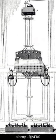 Una incisione raffigurante un Ader-Bell telefono, utilizzato in Francia. B, B sono state ricevitori, e dietro il pannello, un, era un microfono. Datata del XIX secolo Foto Stock